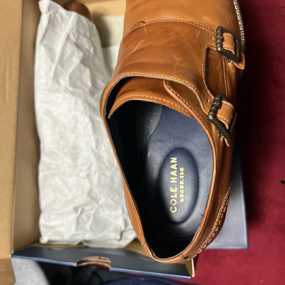 Cole Haan Brown Double Monk Strap Oxfords - Picture 3 of 6